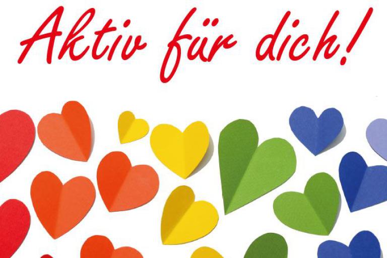 Grafik, bunt, Herzen, Aktiv, für, dich